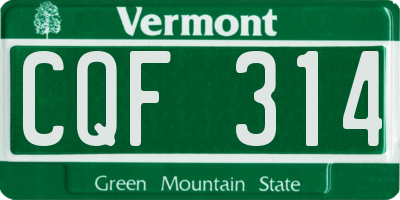 VT license plate CQF314