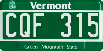 VT license plate CQF315