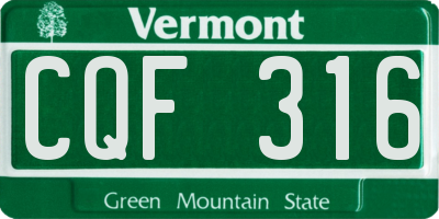 VT license plate CQF316