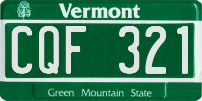VT license plate CQF321