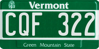 VT license plate CQF322