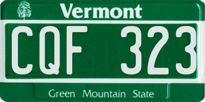 VT license plate CQF323