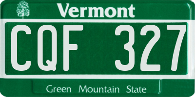 VT license plate CQF327