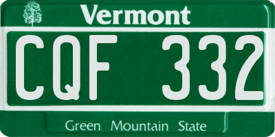 VT license plate CQF332
