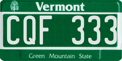 VT license plate CQF333