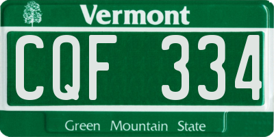 VT license plate CQF334