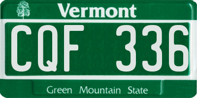 VT license plate CQF336