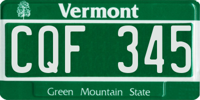 VT license plate CQF345