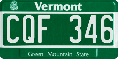 VT license plate CQF346