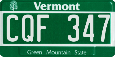 VT license plate CQF347