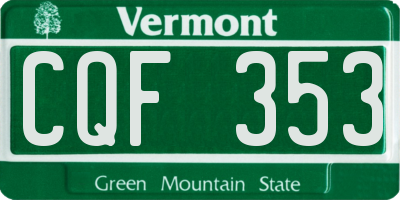 VT license plate CQF353