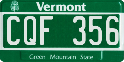 VT license plate CQF356