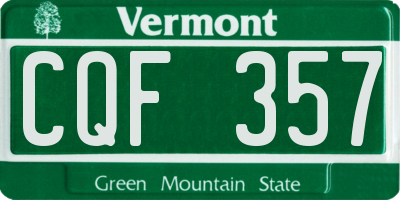 VT license plate CQF357