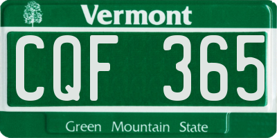 VT license plate CQF365