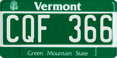 VT license plate CQF366