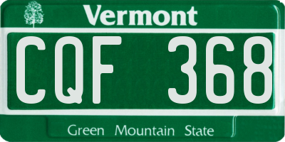 VT license plate CQF368