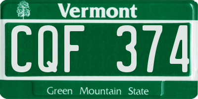 VT license plate CQF374