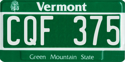 VT license plate CQF375