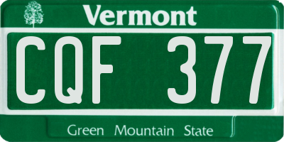 VT license plate CQF377