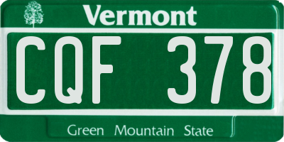 VT license plate CQF378