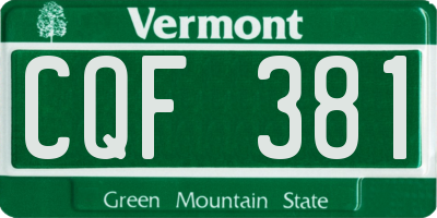 VT license plate CQF381