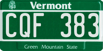 VT license plate CQF383