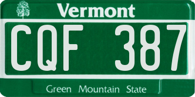 VT license plate CQF387