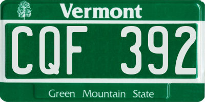 VT license plate CQF392