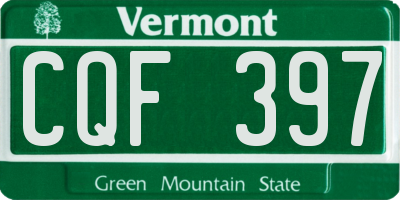VT license plate CQF397