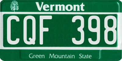 VT license plate CQF398