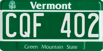 VT license plate CQF402