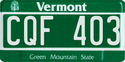 VT license plate CQF403