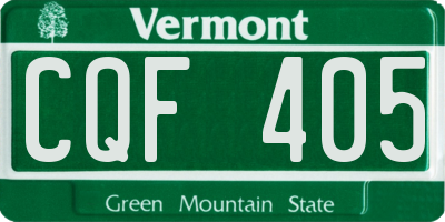 VT license plate CQF405