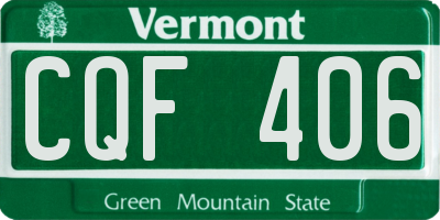 VT license plate CQF406