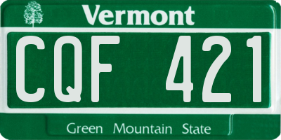 VT license plate CQF421