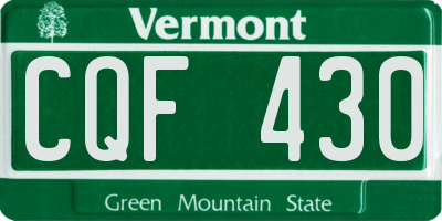 VT license plate CQF430