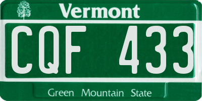 VT license plate CQF433