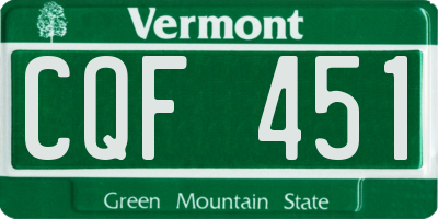 VT license plate CQF451