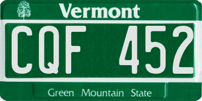 VT license plate CQF452