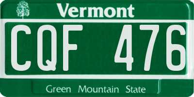 VT license plate CQF476