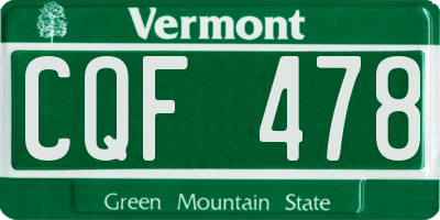VT license plate CQF478