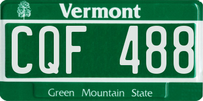 VT license plate CQF488