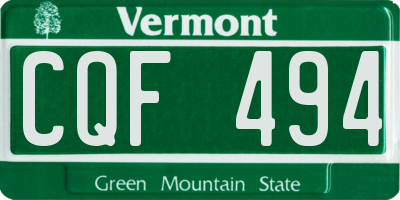 VT license plate CQF494