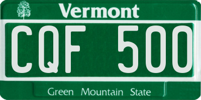 VT license plate CQF500