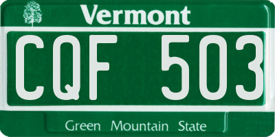 VT license plate CQF503
