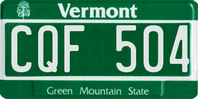 VT license plate CQF504