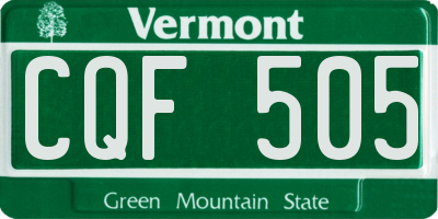 VT license plate CQF505