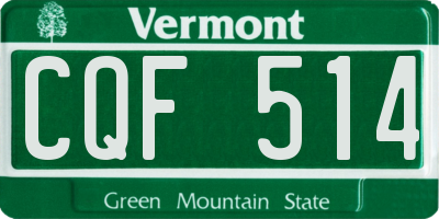 VT license plate CQF514
