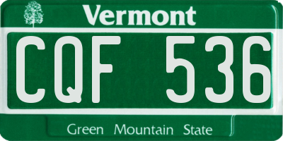 VT license plate CQF536