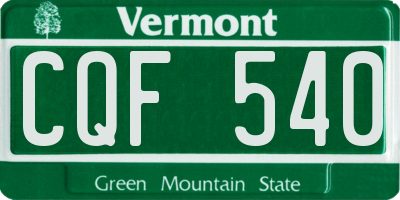 VT license plate CQF540
